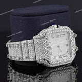 Iced Square Roman Numeral Watch with Moissanite Diamond Bezel Fully Iced Premium Timepiece