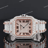 Iced Square Roman Numeral Watch with Moissanite Diamond Bezel Fully Iced Premium Timepiece