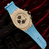 Custom Full Iced Moissanite Diamond Style Watch With Rubber Strap Snow White Luxury Look