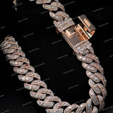 Heavy Custom New Design 925 Silver Rose Gold Moissanite Diamond Cuban Link Chain Eye Design