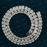 Customized 925 Sliver Moissanite Cuban Link Chain Baguette Cut Premium Necklace For Men