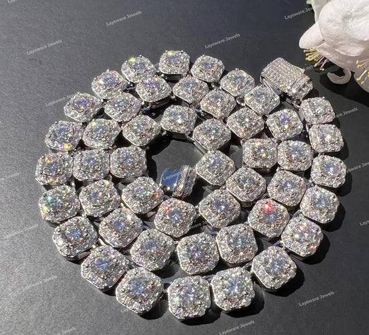 Trendy Hip Hop Chain 925 Sterling Silver Moissanite Chain VVS Diamond Moissanite Necklace