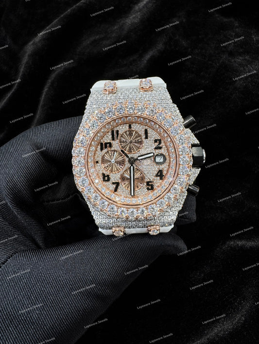 Full Iced VVS Moissanite Diamond Watch Luxury Hip Hop Statement Timepiece For Men
