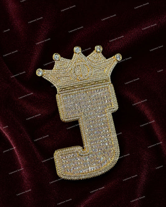 Luxury Rose Gold Plated 925 Silver Moissanite Hip Hop Crown Letter J Pendant