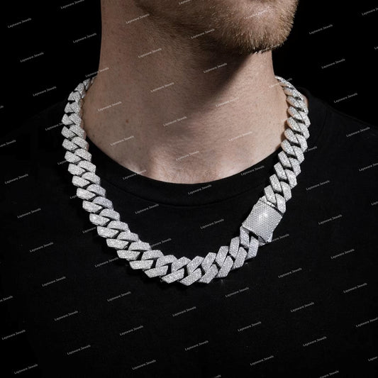 Cuban Link Chain S925 Silver Moissanite Diamond Heavy Borderless Iced Out VVS Hip Hop Chain