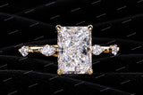 Personalized Luxury VVS Moissanite Diamond Radiant Cut Hidden Halo Engagement Ring