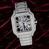 Snow White Iced Out Moissanite Diamond Skeleton Watch Custom Premium Luxury Fashion Timepiece