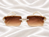 Luxury Pear Cut Moissanite Diamond Iced Out Grediant Sunglasses Party Wear