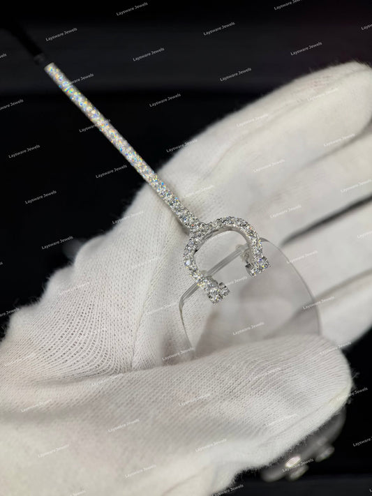 Silver Finish Micro-Pave Moissanite Diamond Rimless Eyewear Clear Gradient Lens