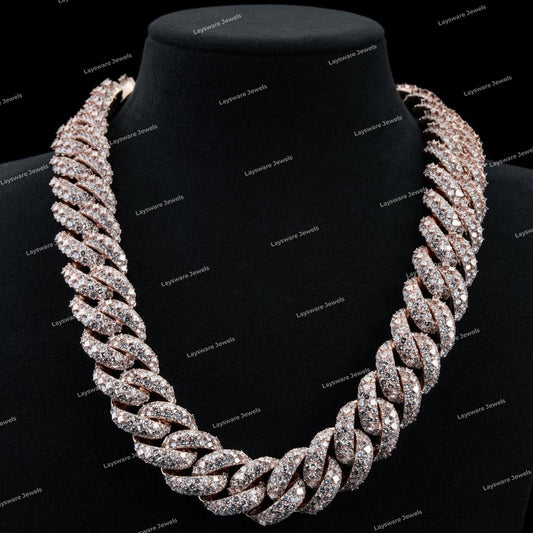 Custom Clasp Cross Cuban Link Statement Necklace 925 Sterling Silver Iced VVS Moissanite Diamond Luxury Chain