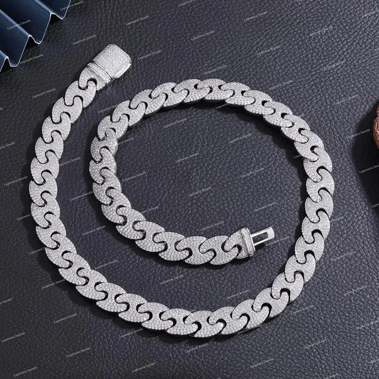 Hot Selling 925 Silver Brilliant Cut VVS Moissanite Diamond Hip Hop Cuban Link Chain Necklace