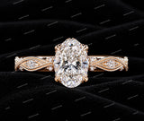 Luxury Oval Cut Vintage VVS Moissanite Diamond 925 Sterling Sliver Engagement Ring