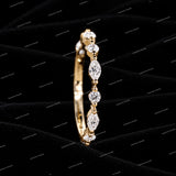Marquise And Round Cut Moissanite Diamond Band In Half Eternity Band