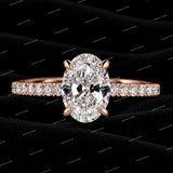 Oval Diamond Ring 925 Sliver Moissanite Diamond Engagement Ring Hidden Halo Ring