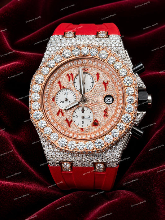 Snow White Moissanite Diamond Luxury Watch With Rubber Strap Men's Fashion Timepiece
