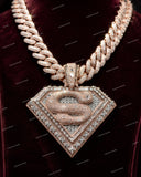 Luxury Custom Iced Shield S Shape VVS Moissanite Brilliant Cut IGI Certified 925 Sterling Silver Pendant
