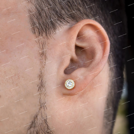 Round Cut S925 Sliver Solitaire Two In One Stud Earrings Iced Out Shine