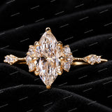 Vintage Engagement Ring with Marquise Cut S925 Sliver VVS Moissanite Diamond Unisex Ring