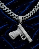 Customise Hip Hop Men 925 Sterling Silver VVS Moissanite Diamond Iced Out Pistol Pendant