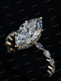 Luxury Marquise Cut Moissanite Diamond Ring Custom Design Engagement Wedding Ring