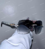 Luxury Iced Out Moissanite Diamond Rimless Shades Smoke Gradient Lenses