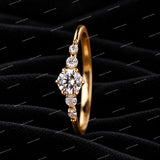 5 Stone Engagement Ring with 925 Sliver Round Cut Moissanite Diamonds