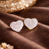 Heart Stud Earrings 925 Sterling Silver Moissanite Cluster Trendy Design