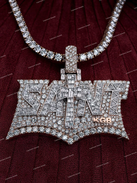 Personalized Letter Pendant 925 Sliver Moissanite Diamond Name Hip Hop Men's Jewelry