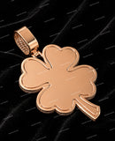 Four Leaf Clover Charm Pendant 925 Silver Plated Rose Gold Round Cut VVS Moissanite Diamond Unisex Pendant