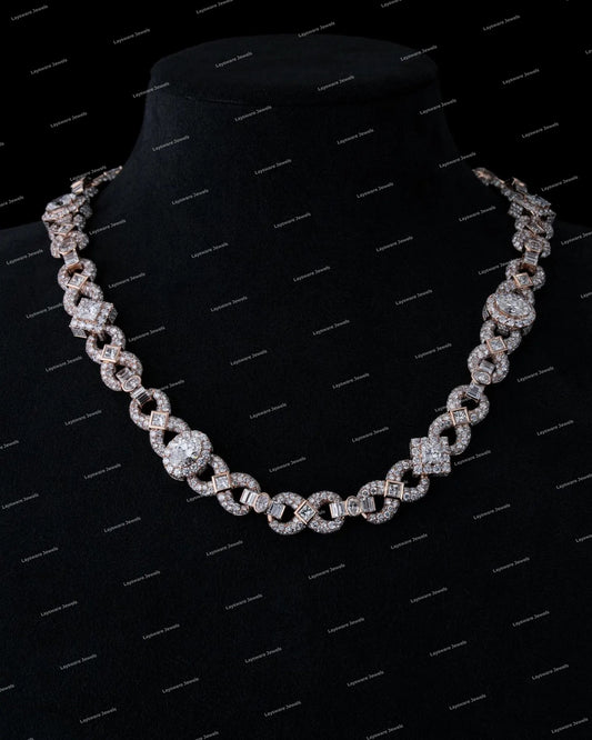 New Design Infinity Cuban Link Chain 925 Solid Silver VVS Moissanite Hip Hop Statement Man Necklace