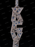 Hip Hop VVS Moissanite Brilliant Cut Iced 925 Sliver Custom 3D Letter Name Claw Setting Pendant
