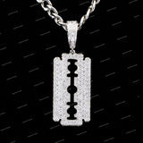 Hip Hop Jewelry Trendy Moissanite Diamonds Double Edged Razor Blade Pendant For Men & Women