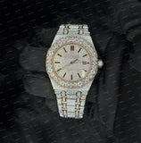Premium Full Iced Rose Gold Tone Moissanite Diamond Watch Luxury Street Style