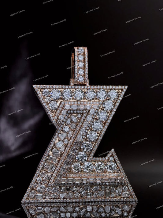 Personalized Iced Letter Z Pendant Fully Moissanite Diamond Encrusted Hip Hop 925 Silver Claw Setting Jewelry
