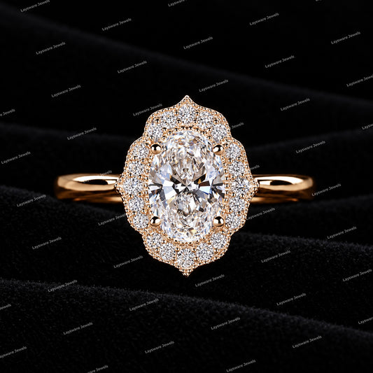 Premium Custom Oval Cut VVS Moissanite Diamond 925 Sterling Sliver Ring