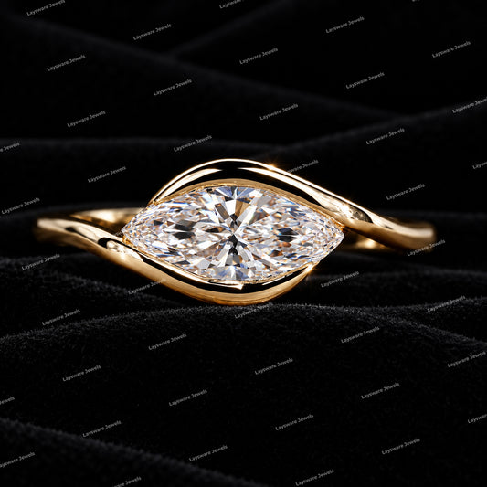 Luxury Marquise Cut Moissanite Diamond Engagement Ring in East West Style