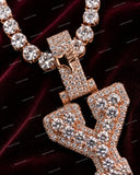 Premium Personalized Initial Letter Pendant VVS Moissanite Diamond 925 Sterling Silver Rose Gold Plated Hip Hop Pendant