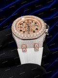 Snow White Iced Moissanite Watch With Rubber Strap Custom Premium Luxury Hip Hop Fashion