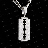 Hip Hop Jewelry Trendy Moissanite Diamonds Double Edged Razor Blade Pendant For Men & Women