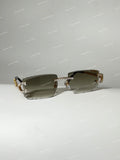 Iced Out Pear Moissanite Diamond Rimless Hip Hop Sunglasses For Unisex