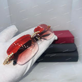 Premium VVS Moissanite Diamond Iced Out Rimless Sunglasses Sunset Red Gradient Sunglasses
