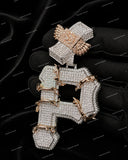 Export Quality Luxury Moissanite Diamond Iced Out P Letter Pendant Silver Plated Hip Hop Charm Jewelry