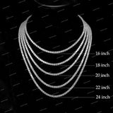 Luxury 925 Sterling Silver Moissanite Diamond Tennis Chain VVS Clarity Round Cut Iced Out Hip Hop Necklace