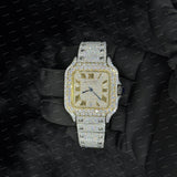 Two Tone Roman Dial Bust Dial Moissanite Diamond Studded Statement Watch