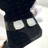 925 Sterling Silver Iced Full Pave D Color VVS Moissanite Round Stud Earrings Trendy Flower Pattern
