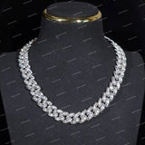 Trending Claw Setting Baguette Cut Cuban Link Chain Moissanite Custom Hip Hop Statement 925 Silver Necklace