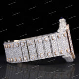 Skeleton Automatic Watch with Rose Gold Tone with VVS Moissanite Diamond Bezel Timepiece
