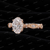 Luxury Oval Cut Vintage VVS Moissanite Diamond 925 Sterling Sliver Engagement Ring