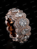 Luxury 925 Silver Oval Cut & Pear Cut Moissanite Diamond Halo Eternity Ring