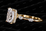 Personalized Luxury VVS Moissanite Diamond Radiant Cut Hidden Halo Engagement Ring